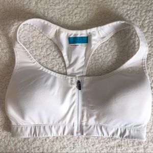 Under Armour White Sports Bra Front Zip Up 36B